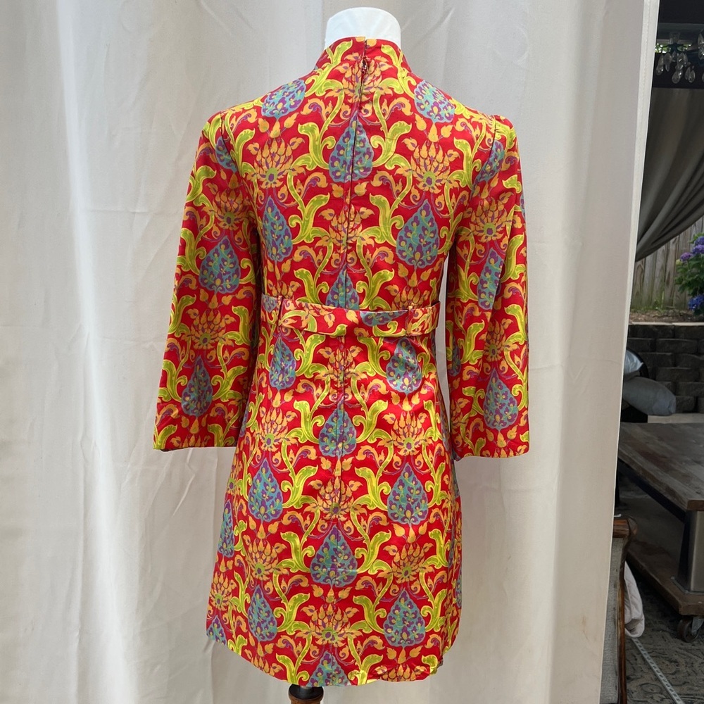 Vintage Dress 60s 70s silk Thai dress  style Japanese kimono Mini Dress Mod - Picture 6 of 16